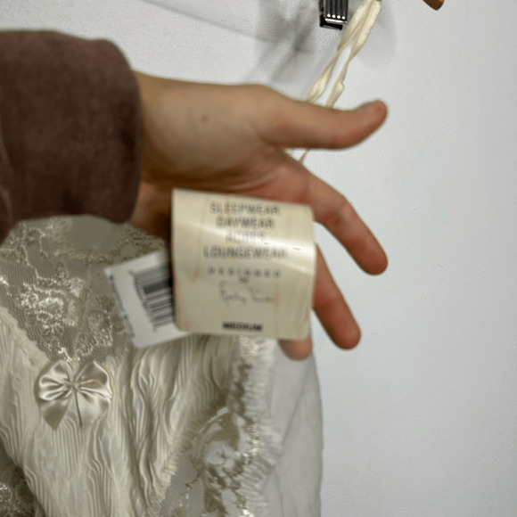 VTG CINEMA ETOILE lace high leg semi sheer teddy cream sissy womens medium M NWT - Picture 5 of 8